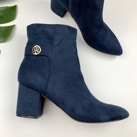 Tommy Hilfiger Shoes - Tommy Hilfiger Hazelle Ankle Boots Blue Faux Suede Pointed Toe Women's 9.5